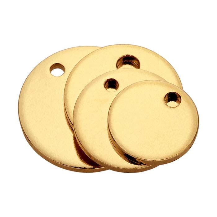 14/20 Yellow Gold-Filled Round Tags, 0.81mm, 1/2-Hard
