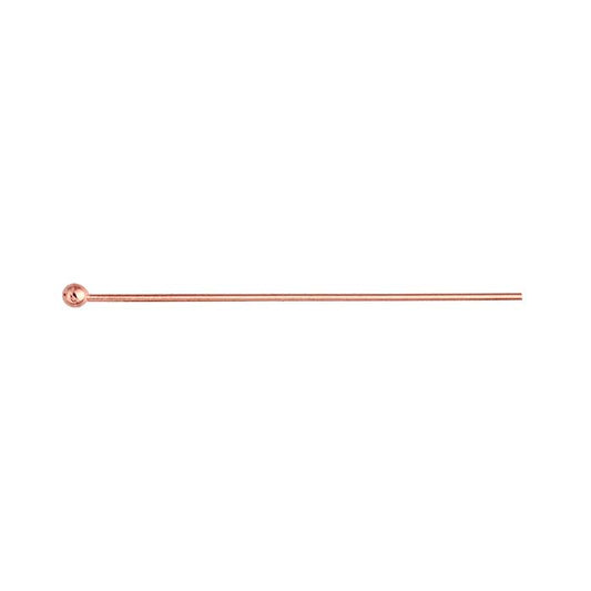 14K Rose Gold Ball Head Pin, 0.51mm, 1/2-Hard