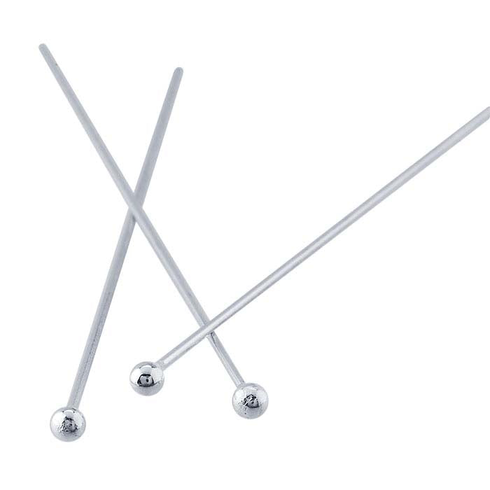 Sterling Silver Ball Head Pin, 0.72mm, 1/2-Hard