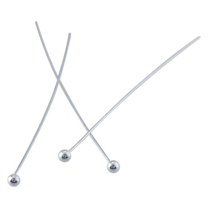 Sterling Silver Ball Head Pin, 0.51mm, 3/4-Hard