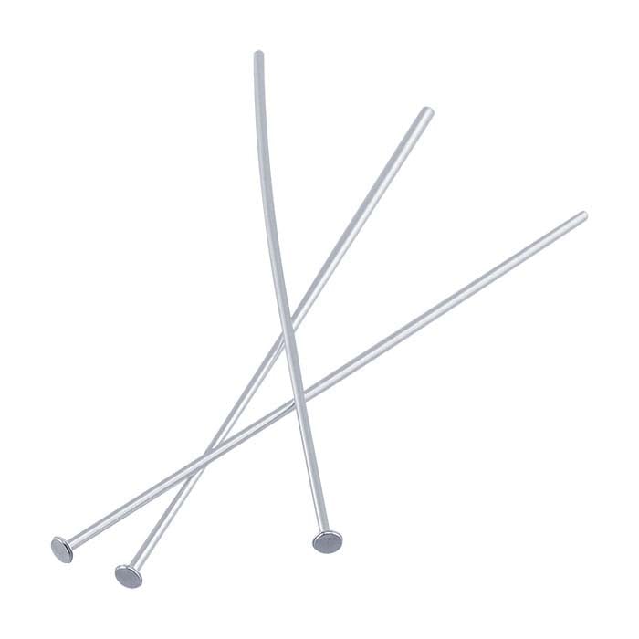 Argentium® Silver Flat Head Pins, 1/2-Hard