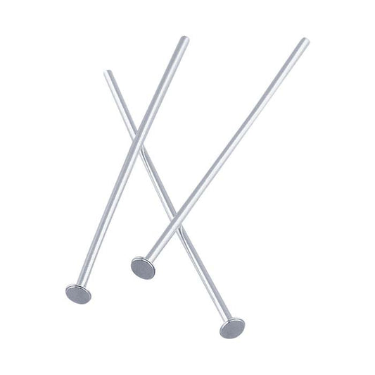 Argentium® Silver Flat Head Pins, 1/2-Hard