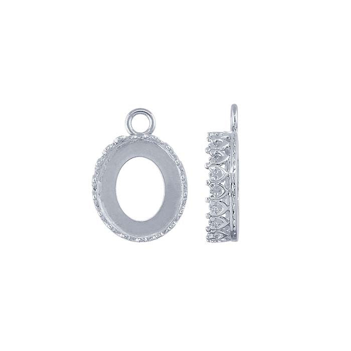 Argentium® Silver Oval Gallery Wire Bezel Cup Component Mounting