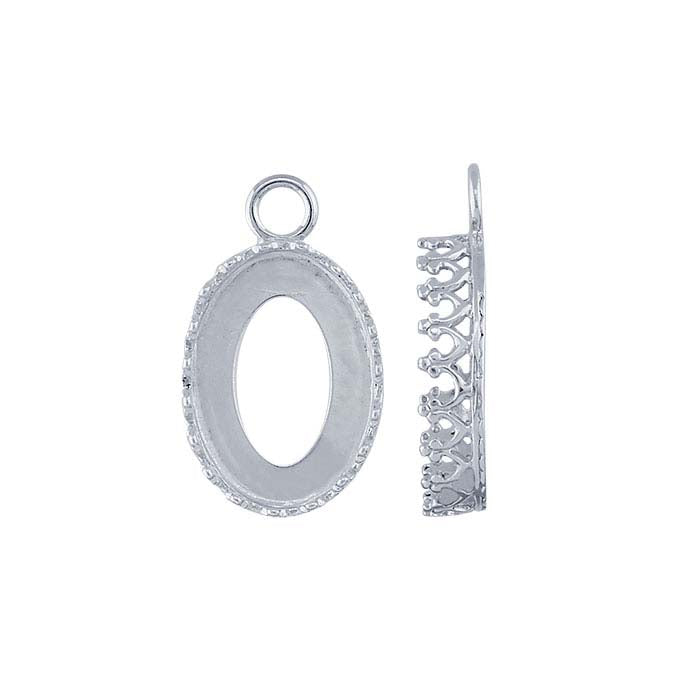 Argentium® Silver Oval Gallery Wire Bezel Cup Component Mounting