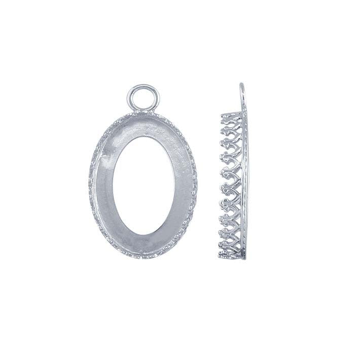 Argentium® Silver Oval Gallery Wire Bezel Cup Component Mounting