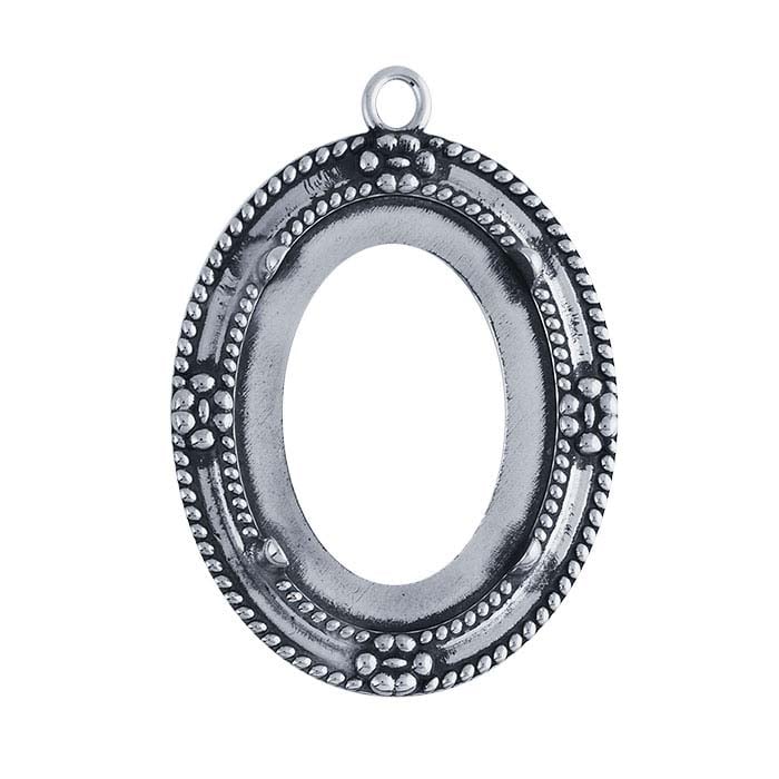 Sterlingsilber 30 x 22 Oval Blumen Cabochon Anhängerfassung