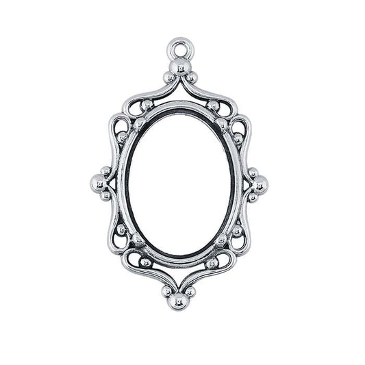 Sterling Silver 18 x 13mm Oval Filigree Pendant Mounting