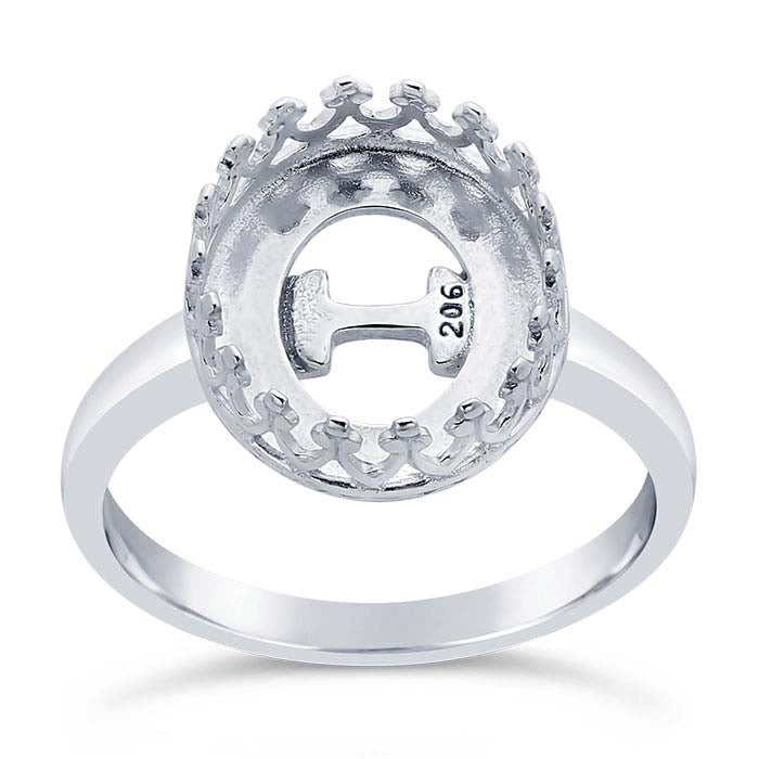 Sterling Silver Gallery Wire Oval Cabochon Ring Mounting