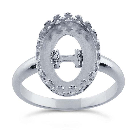 Sterling Silver Gallery Wire Oval Cabochon Ring Mounting