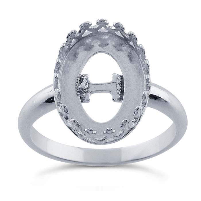 Sterling Silver Gallery Wire Oval Cabochon Ring Mounting