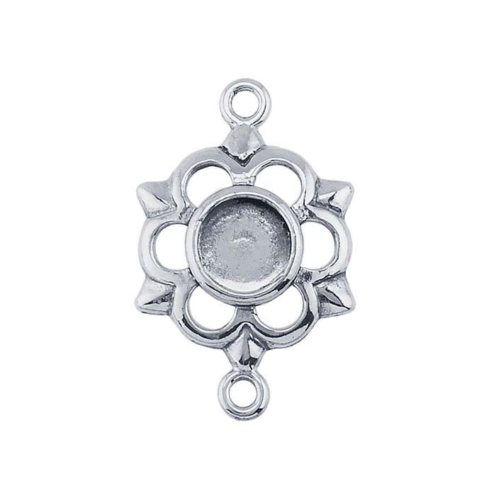 Sterling Silver Round Daisy Link Cabochon Component Mounting
