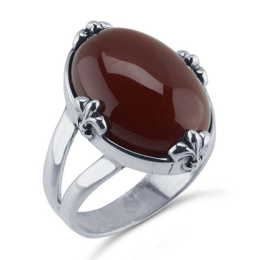 Sterling Silver Fleur-de-Lis Accent 18 x Oval Ring Mounting