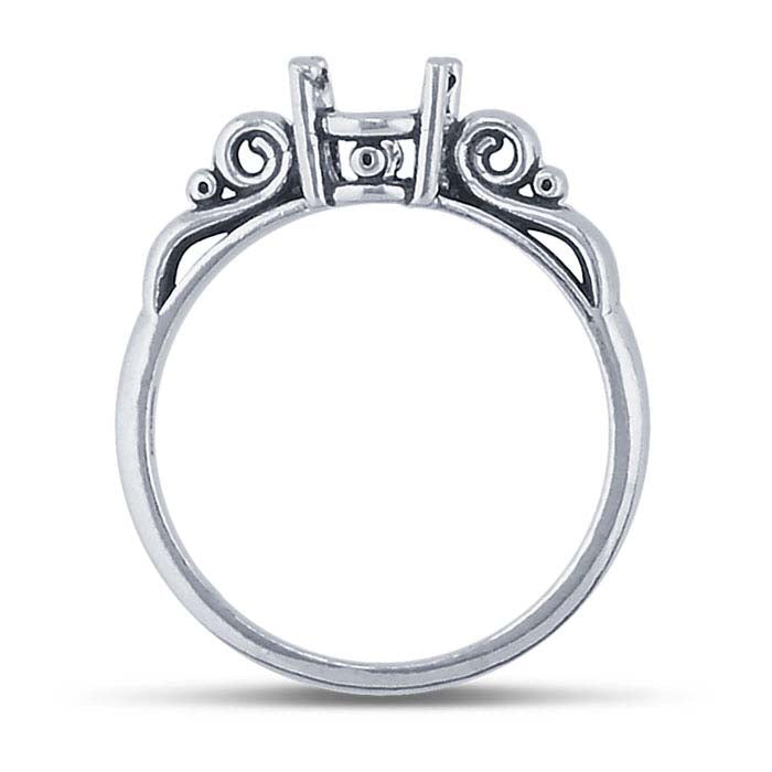 Sterling Silver Scrolled Oval Ready-Set™ Ring Mounting