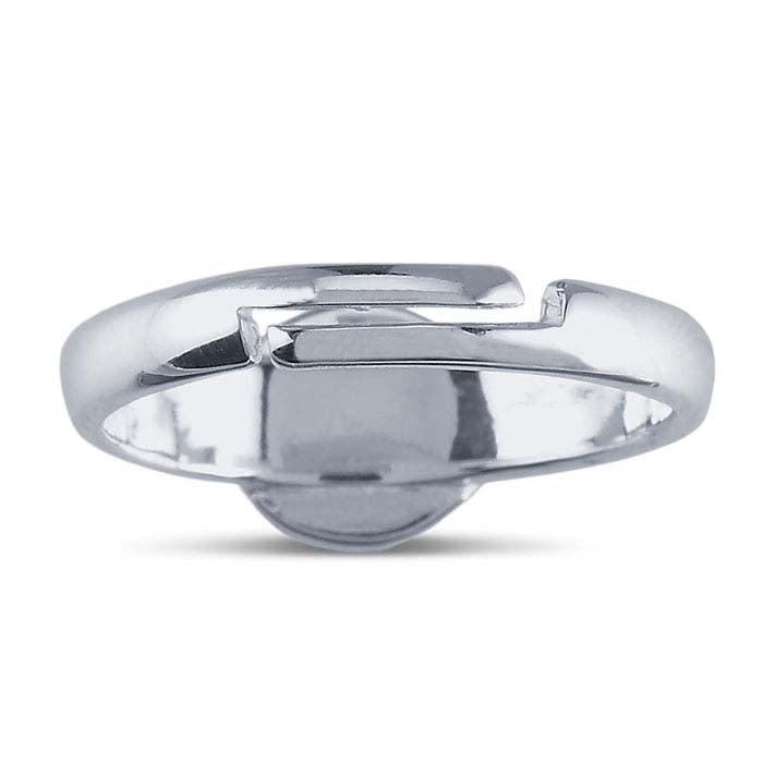 Sterling Silver Round Pad Ring Mounting, Adjustable