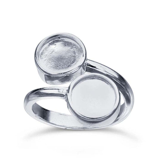 Sterling Silver Bypass Round Cabochon Ring Mounting