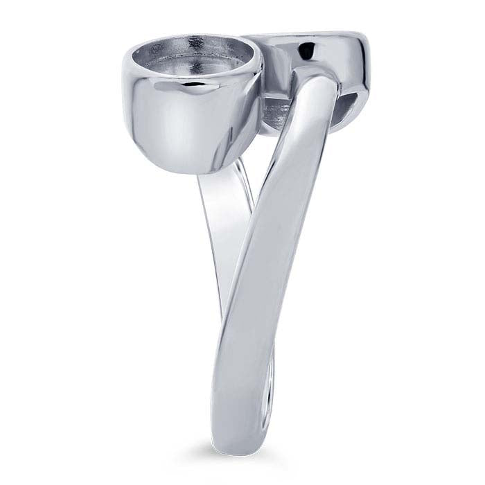 Sterling Silver Bypass x Oval Cabochon Ring Mounting