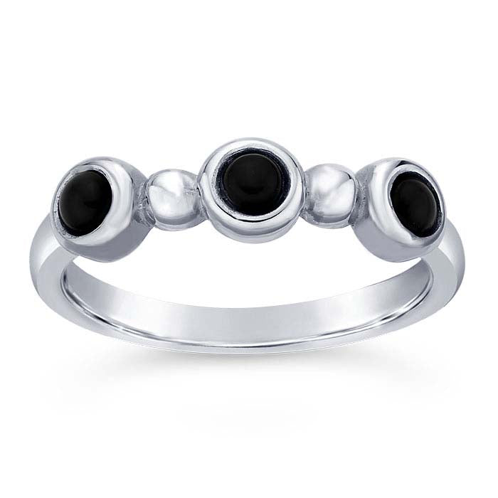 Sterling Silver Three-Stone Cabochon Ring Mounting