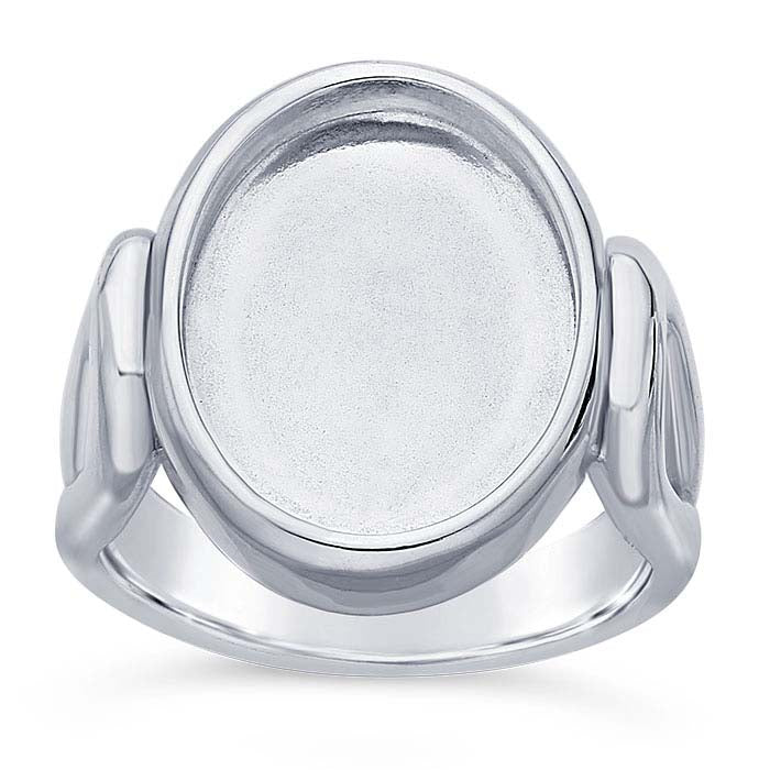 Sterling Silver Split-Shank 16 x 12mm Oval Cabochon Ring Mounting