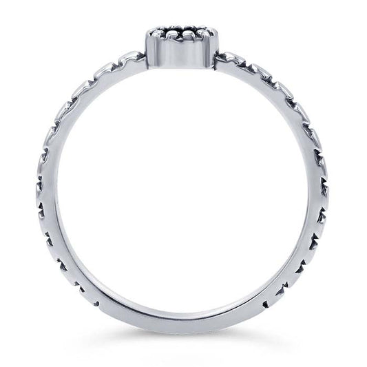 Sterling Silver Beaded-Edge Round Cabochon Ring Mounting