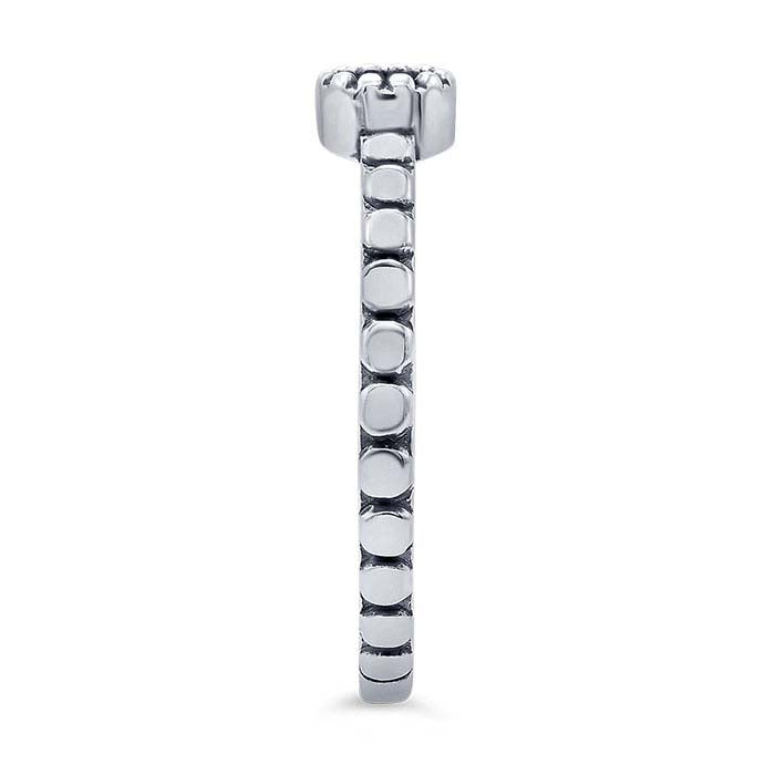 Sterling Silver Beaded-Edge Round Cabochon Ring Mounting