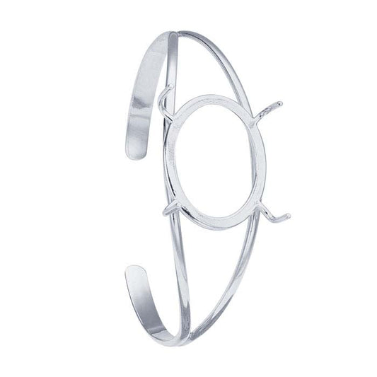 Sterling Silver 20 x Oval Freeform Cuff Bracelet Mounting