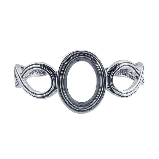 Sterling Silver 25 x Oval Cuff Bracelet Mounting