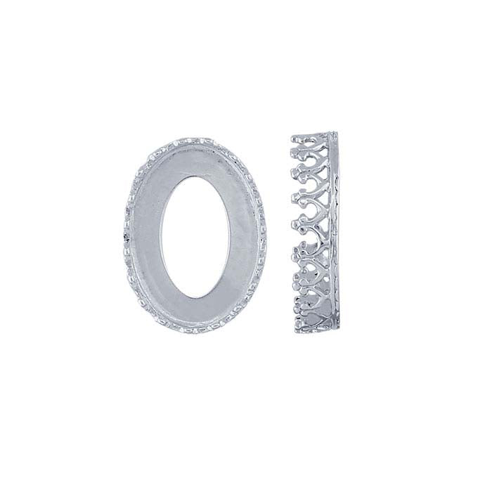 Sterling Silver 14 x 10mm Oval Gallery Wire Bezel Cup Setting