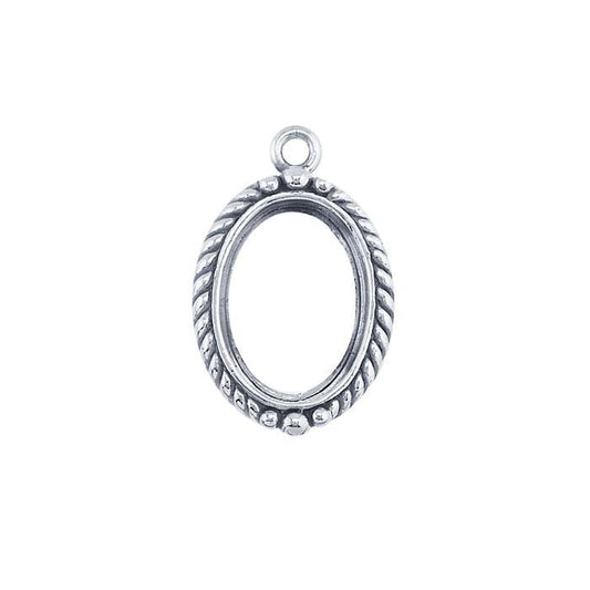 Sterling Silver 14 x Oval Rope-Edge Cabochon Component Mounting