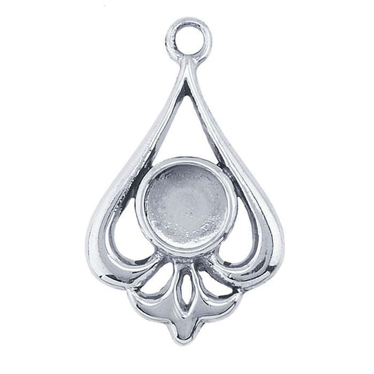 Sterling Silver Round Teardrop Cabochon Component Mounting