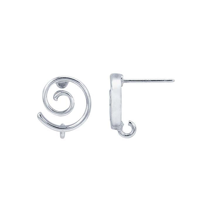Sterling Silver Swirl Post Earring with Open Ring