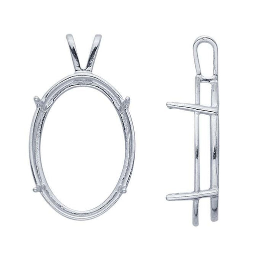 Sterling Silver 25 x Oval ReadySet™ Basket Pendant Mounting, 4-Prong