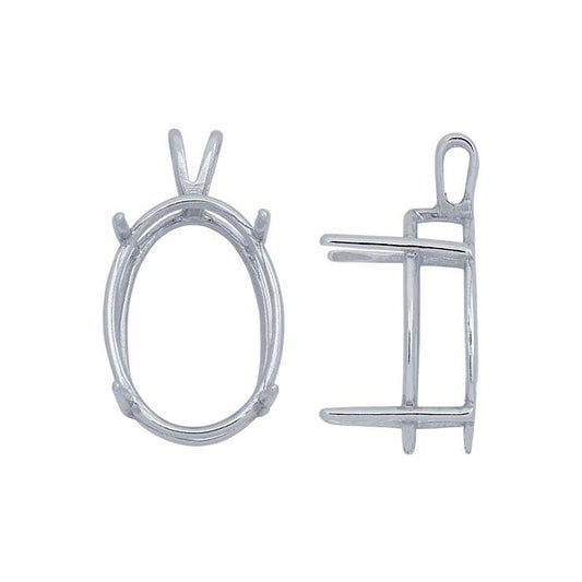 Sterling Silver 25 x 18mm Oval ReadySet™ Deep Basket Pendant Mounting