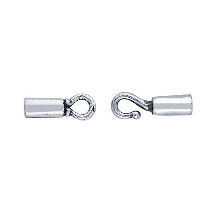 Sterling Silver 25.2 x 4.6mm Tube-End Hook & Eye Clasp