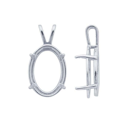 Sterling Silver 18 x Oval ReadySet™ Basket Pendant Mounting, 4-Prong