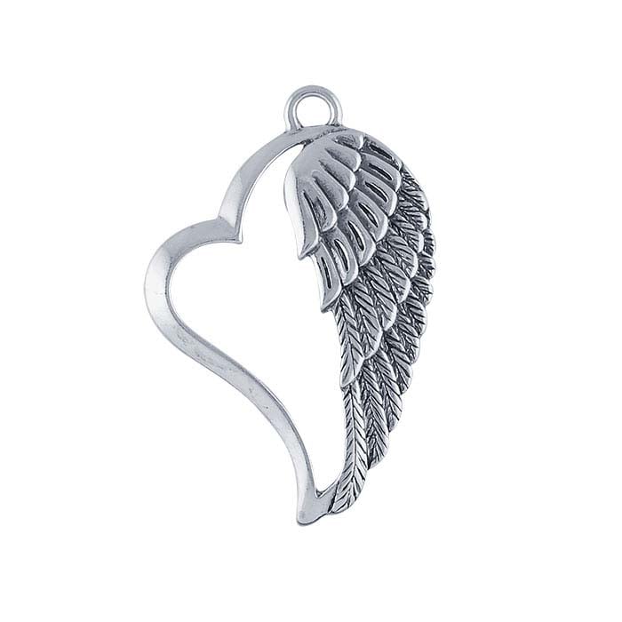 Sterling Silver Angel Wing Heart Component