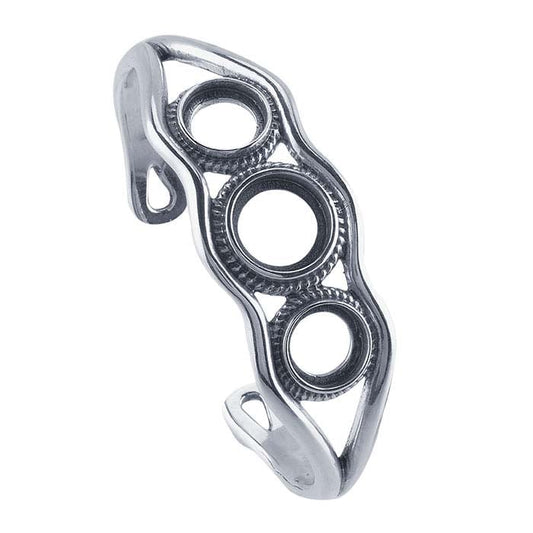 Sterling Silver Three-Stone Cuff Bracelet Mounting