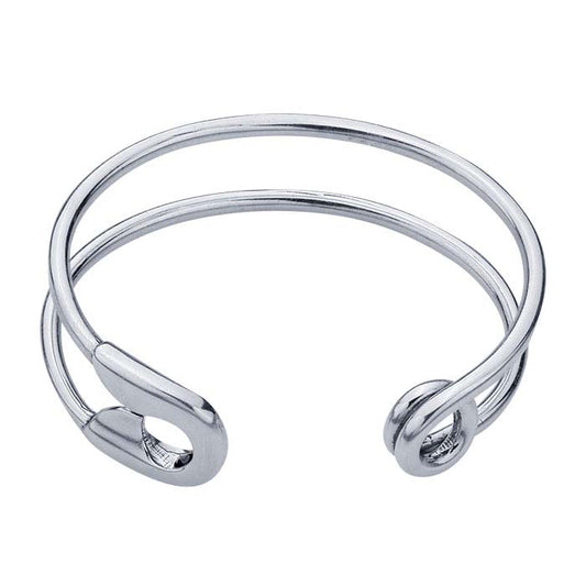 Sterling Silver Safety Pin-Style Cuff Bracelet