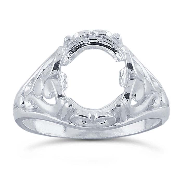 Sterling Silver Oval Cabochon Ring Mounting