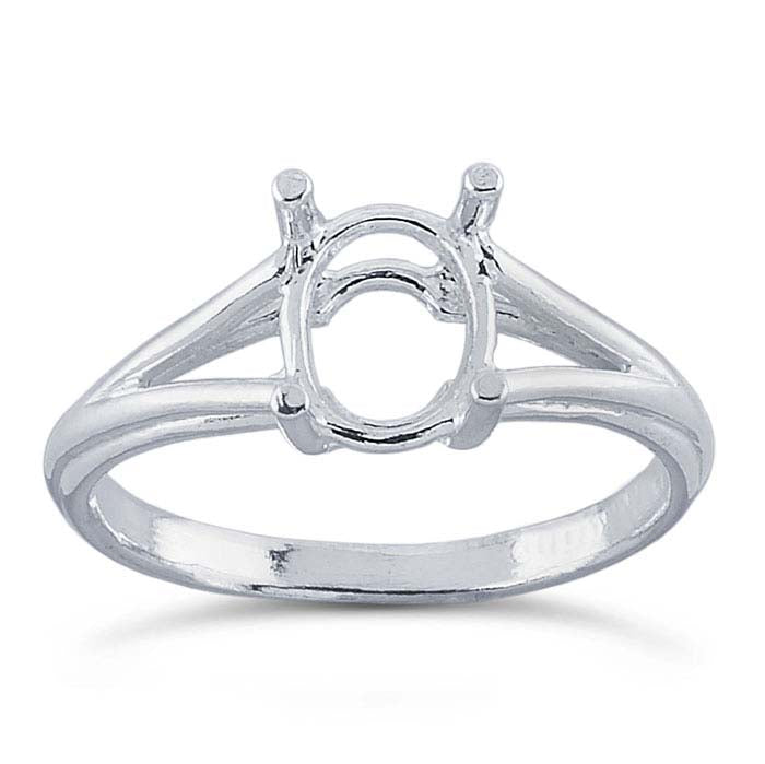 Sterling Silver Oval Basket Ring Mounting