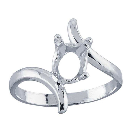 Sterling Silver 8 x 6mm Oval Pre-Notched Ring Mounting