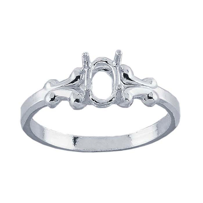 Sterling Silver 6 x Oval Ring Mounting
