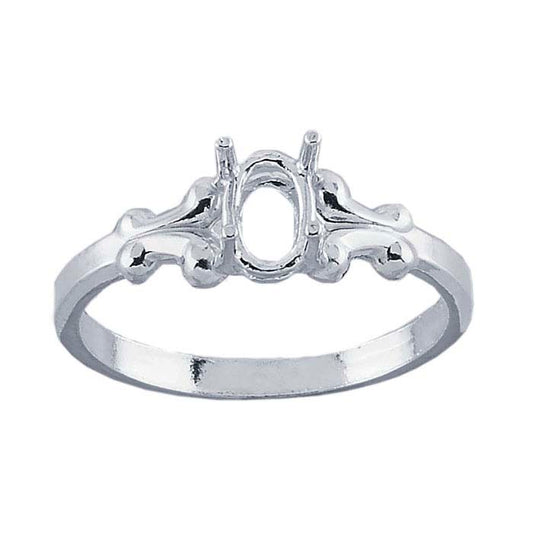 Sterling Silver 6 x Oval Ring Mounting