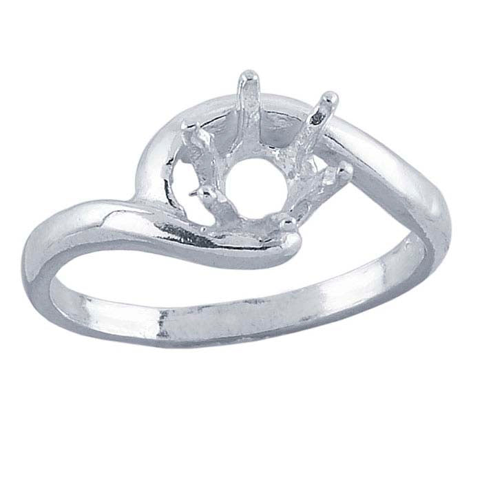 Sterling Silver ReadySet™ Crescent 6mm Round Ring Mounting