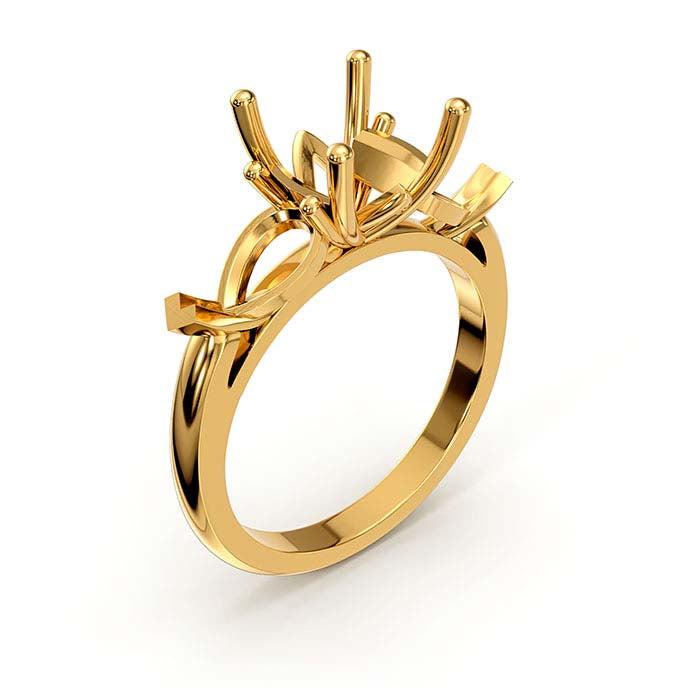 14K Yellow Gold Round & Pear Stone Ring Mounting