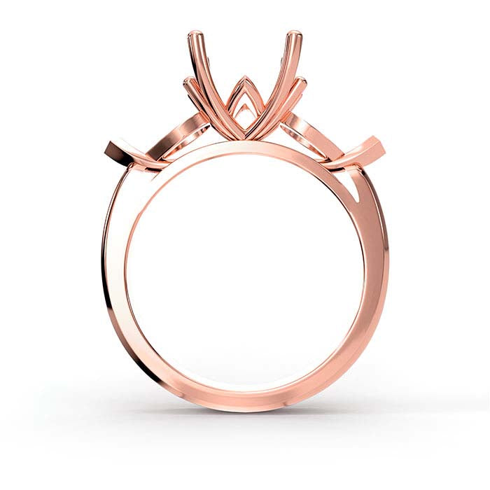 18K Rose Gold Round & Pear Stone Ring Mounting
