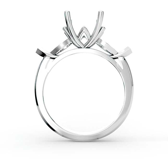 18K White Gold Round & Pear Stone Ring Mounting