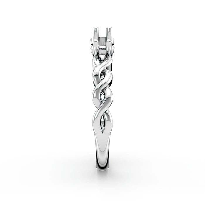 14K White Gold Round Three Stone Ring Mounting