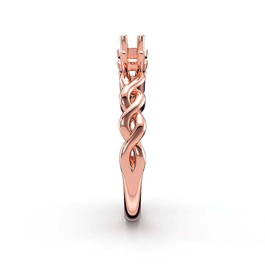 18K Rose Gold Round Three Stone Ring Mounting