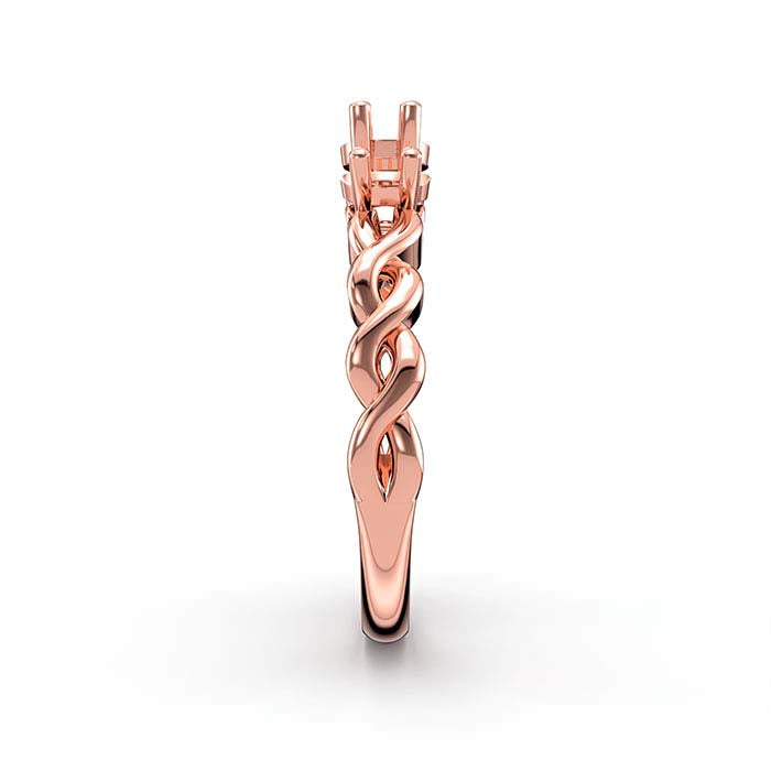 18K Rose Gold Round Three Stone Ring Mounting