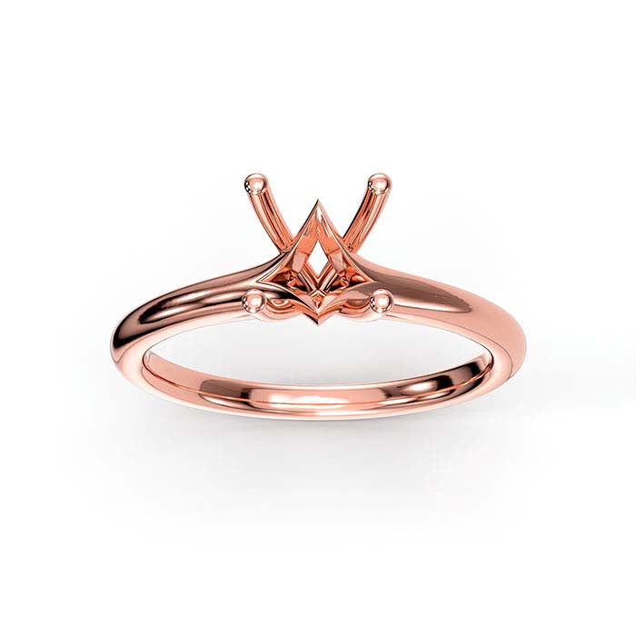 18K Rose Gold 6.5mm Round Solitaire Stone Ring Mounting